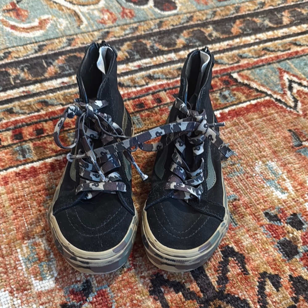 Vans Black High-Top Sneakers with Camo Laces